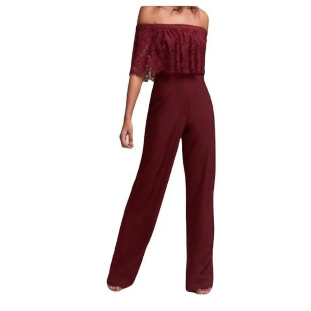 BHLDN Theia Mila Jumpsuit in Wine Size 0